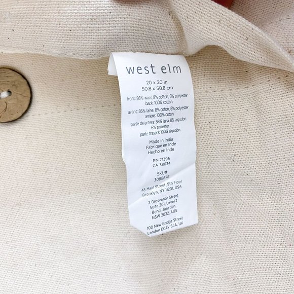 West Elm Accents West Elm Faux Fur Thick Wool Blend Ivory Gray